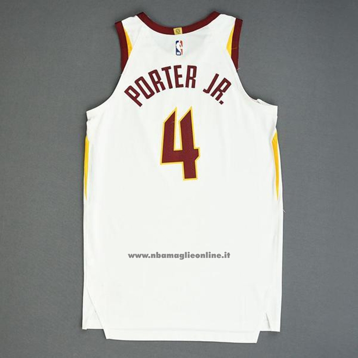 Maglia Cleveland Cavaliers Kevin Porter JR. #4 Association Autentico Bianco